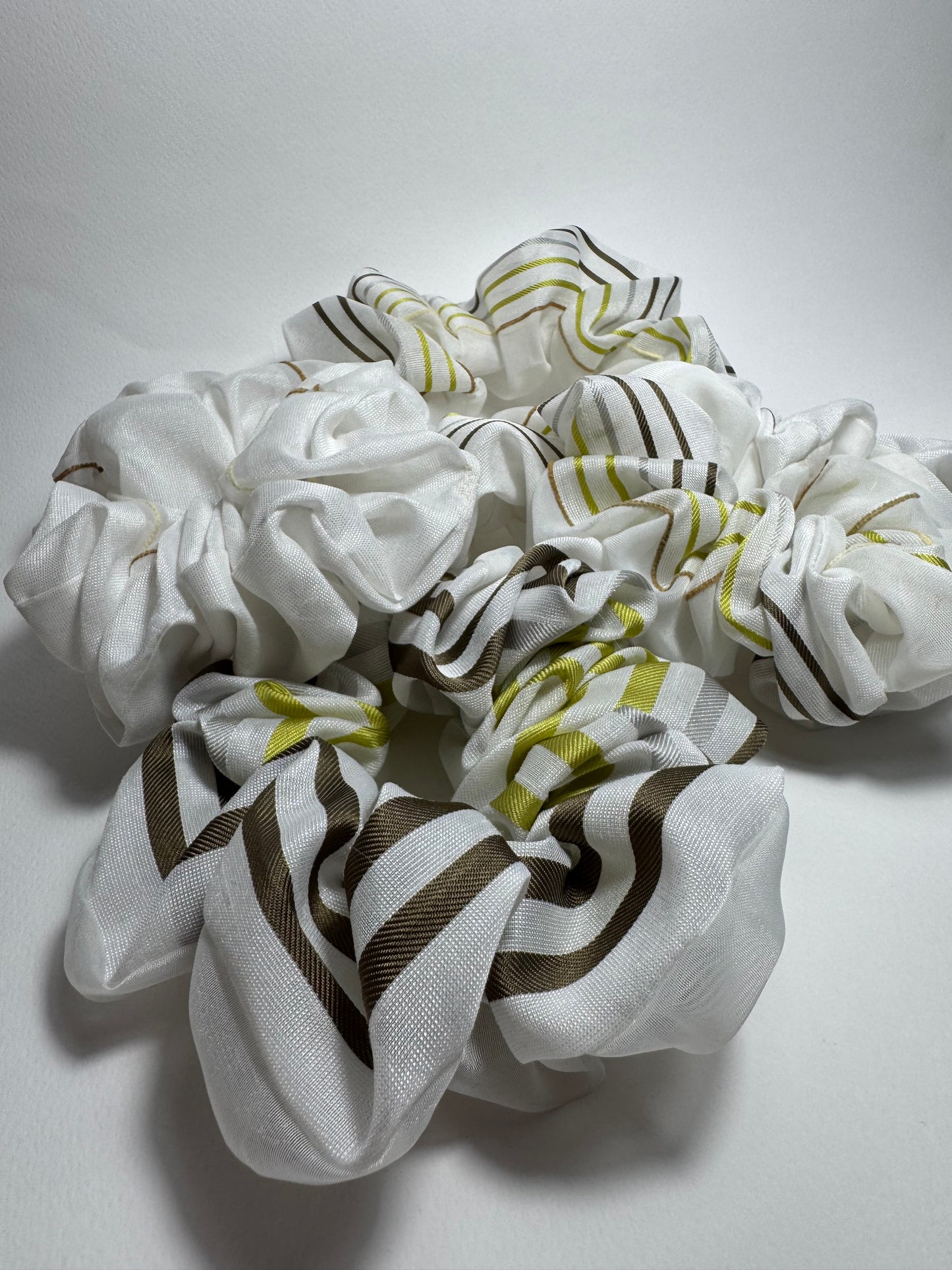 White & Gold-Accent Scrunchie