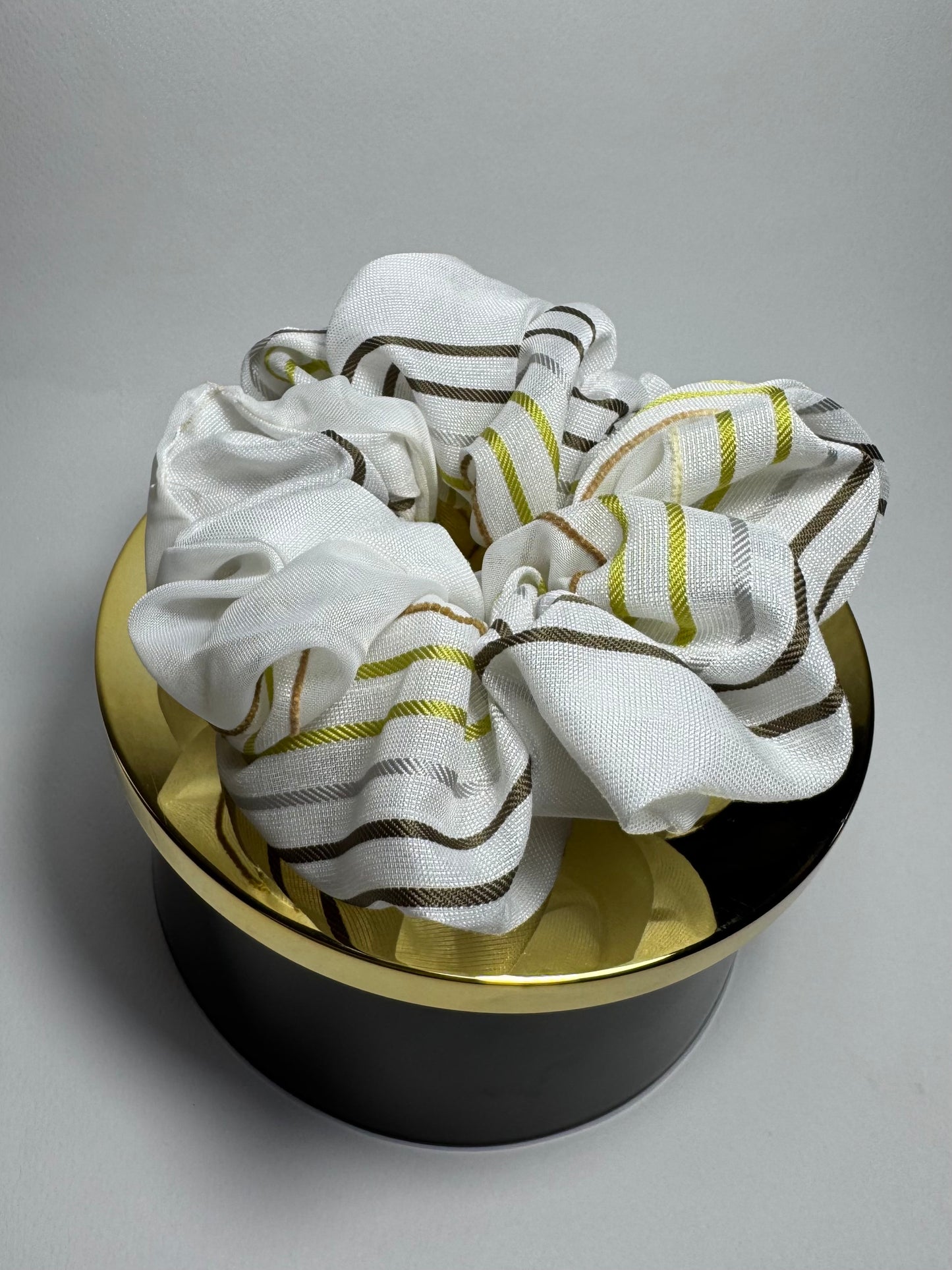 White & Gold-Accent Scrunchie