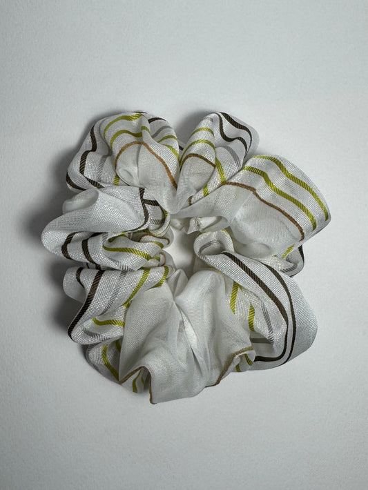 White & Gold-Accent Scrunchie